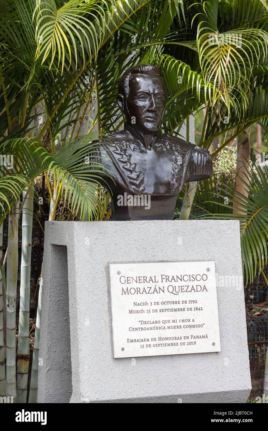 Panama, Panama City, bust of Francisco Morazan Quezada, President of the Federal Republic of Central America from 1830 to 1839 Stock Photo
