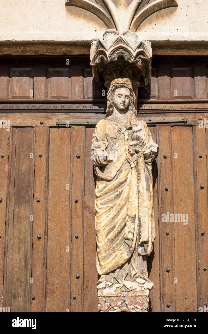 France, Pont sur Yonne, church of Our Lady of Pont sur Yonne, Virgin statue Stock Photo