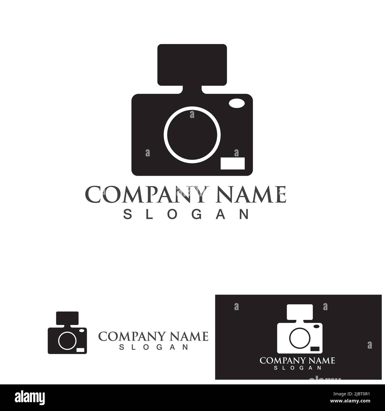 photography camera logo icon vector design template isolated on black ...