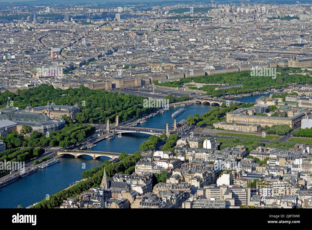 France, Paris, general view on Paris, place de la Concorde, the Alexandre III bridge Stock Photo