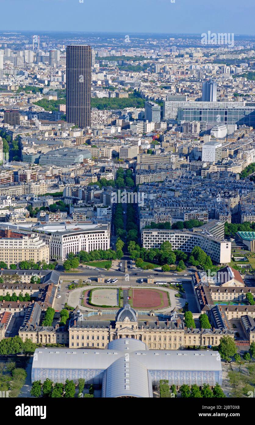 France, Paris (75), UNESCO World Heritage Zone, the Champs de Mars, Montparnasse station, the military school Stock Photo