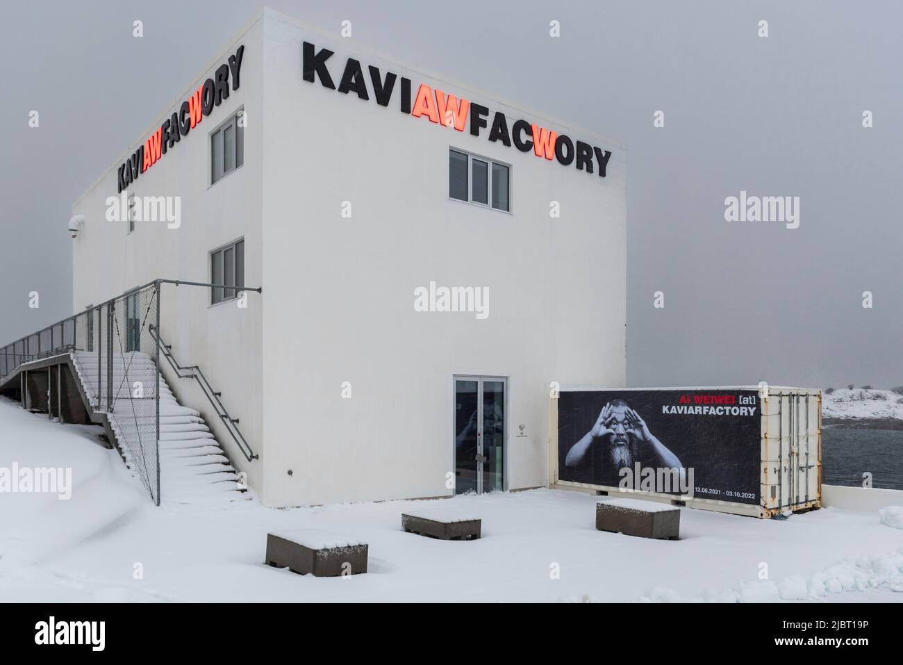 Norway, Nordland County, Lofoten Islands, Henningsvaer, Kaviar Factory Art Gallery Stock Photo