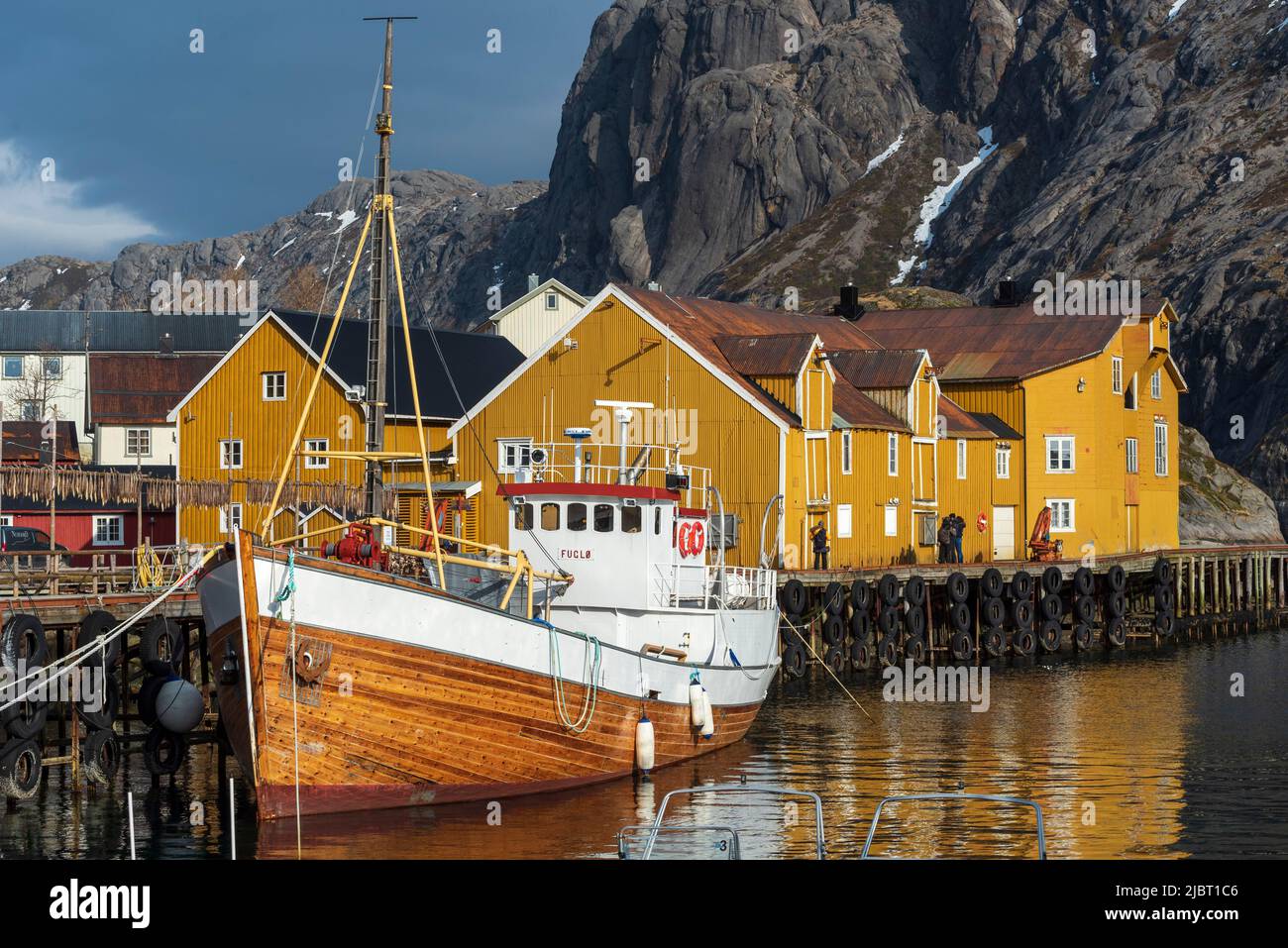 Norway, Nordland County, Lofoten Islands, Nusfjord, harbour Stock Photo