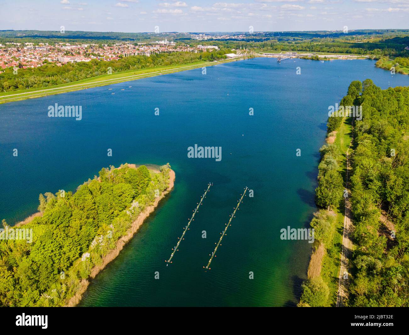 France, Seine-Saint-Denis, Departmental Park of Haute-Ile (aerial view) Stock Photo