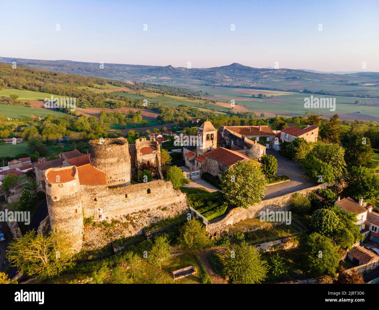 France, Puy de Dome, village of Chalus, Lembronnais (aerial view Stock ...