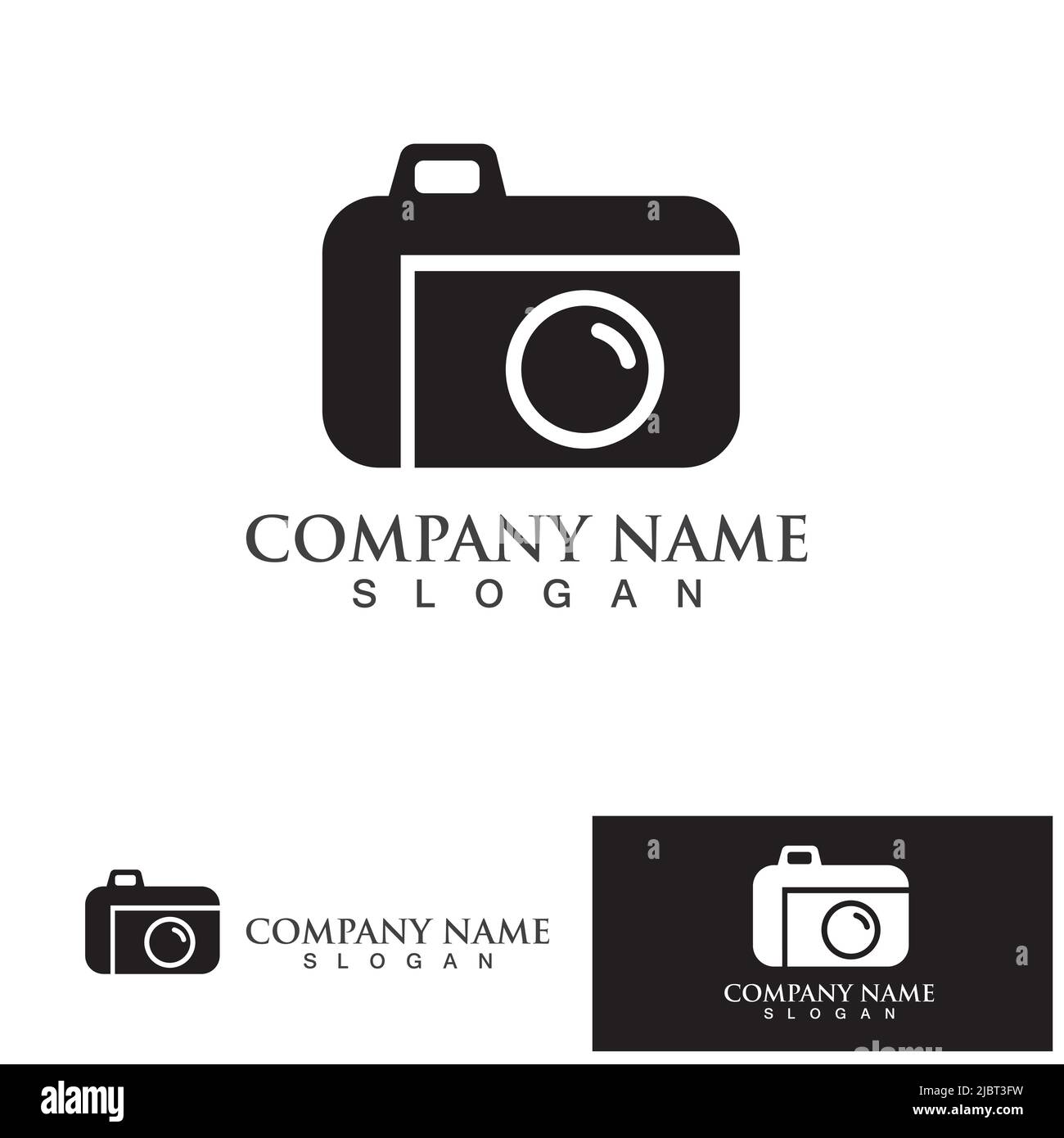 photography camera logo icon vector design template isolated on black