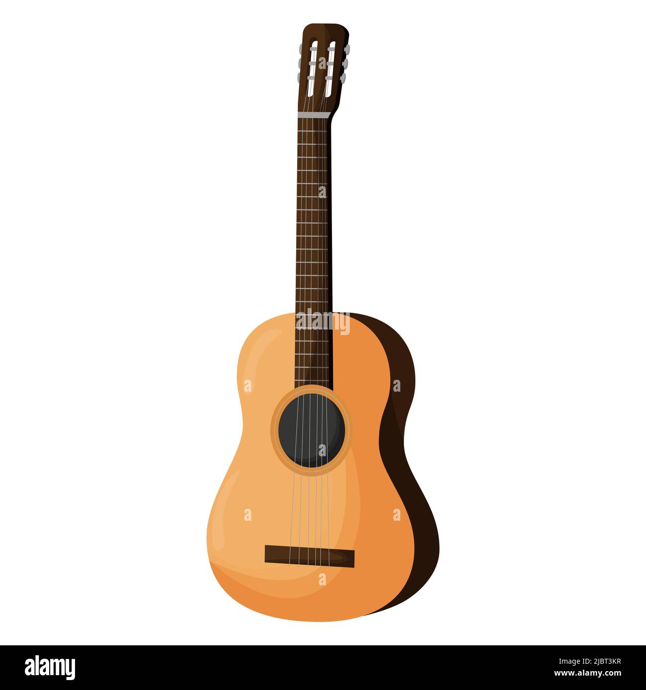 Classical wooden guitar. String musical instruments. Flat vector ...