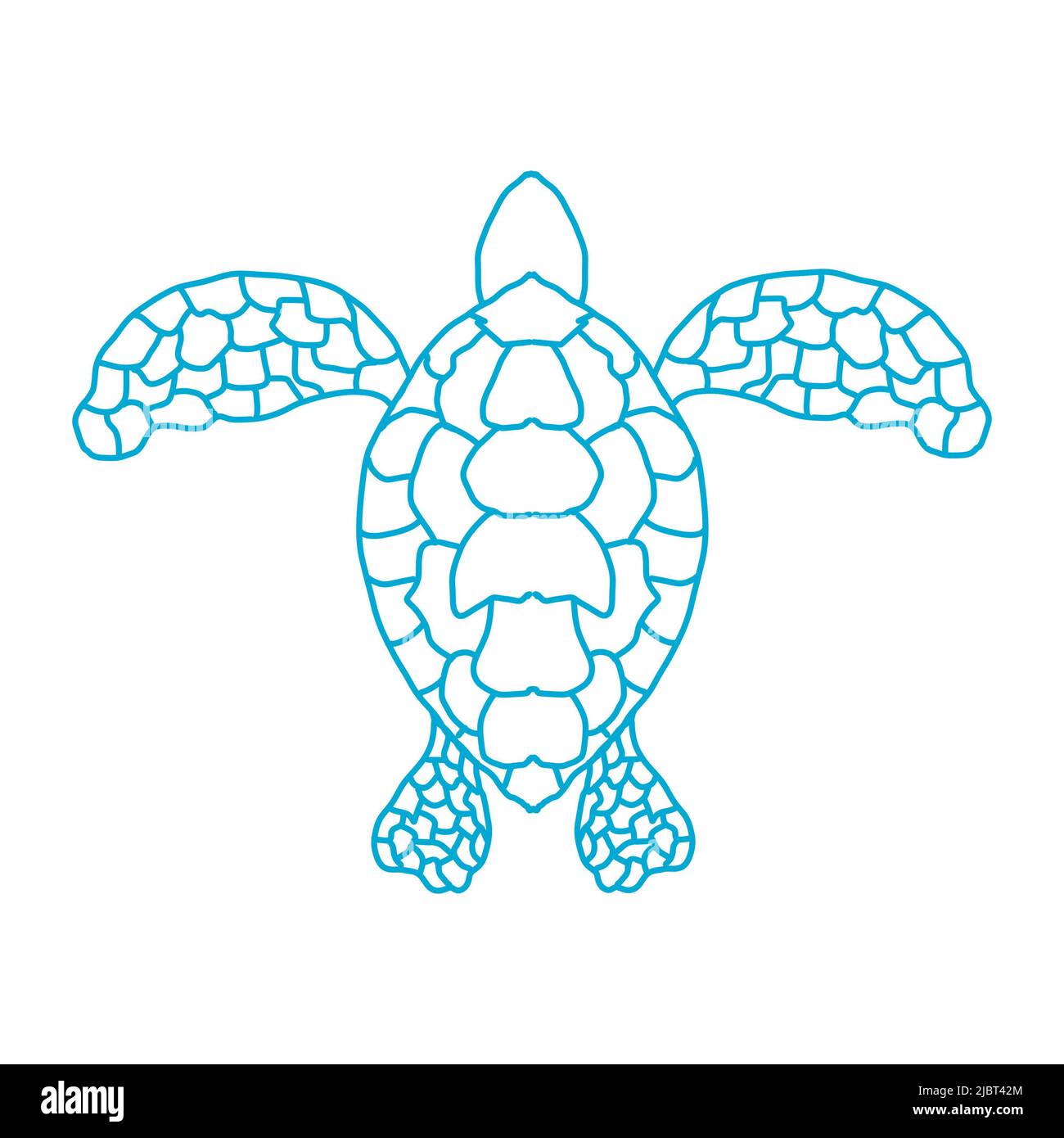 Sea turtle. Line art Blue sea turtle. Sea animal. Turtle icon. Design for  stickers. Turtle Clip art Stock Photo - Alamy