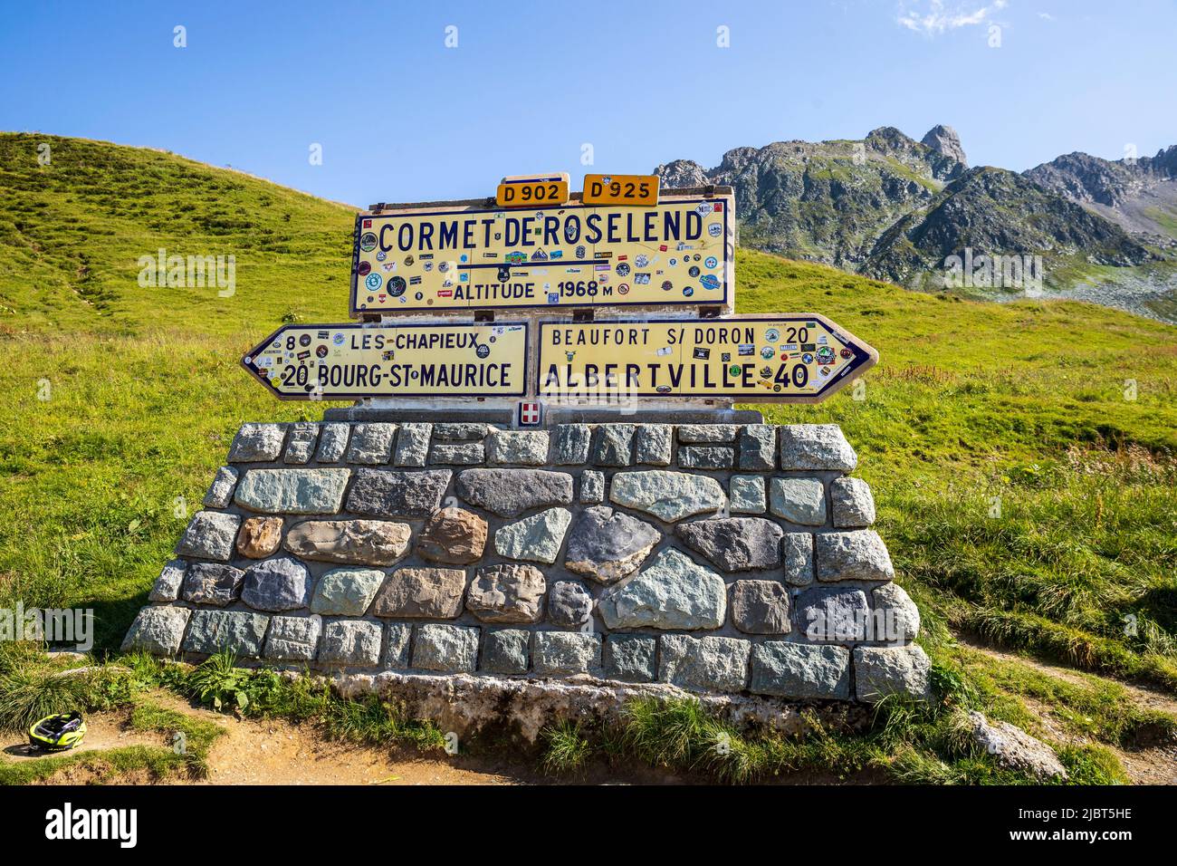 France, Savoie, Beaufort, signage of the Col du Cormet de Roselend