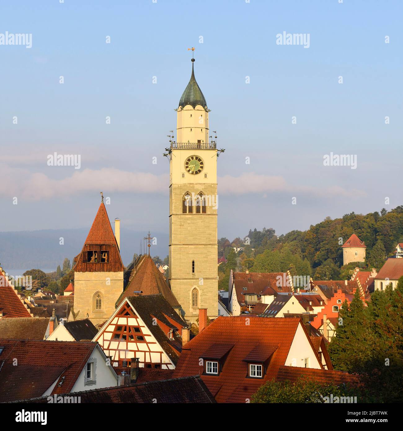 Germany, Baden Wurttemberg, Lake Constance (Bodensee), Uberlingen, Old town with St. Nicholas cathedral (St Nikolaus Munster) Stock Photo