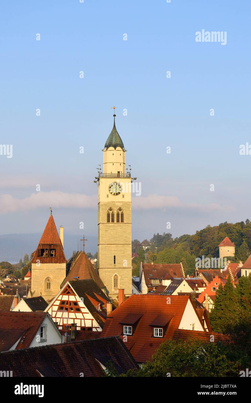 Germany, Baden Wurttemberg, Lake Constance (Bodensee), Uberlingen, Old town with St. Nicholas cathedral (St Nikolaus Munster) Stock Photo
