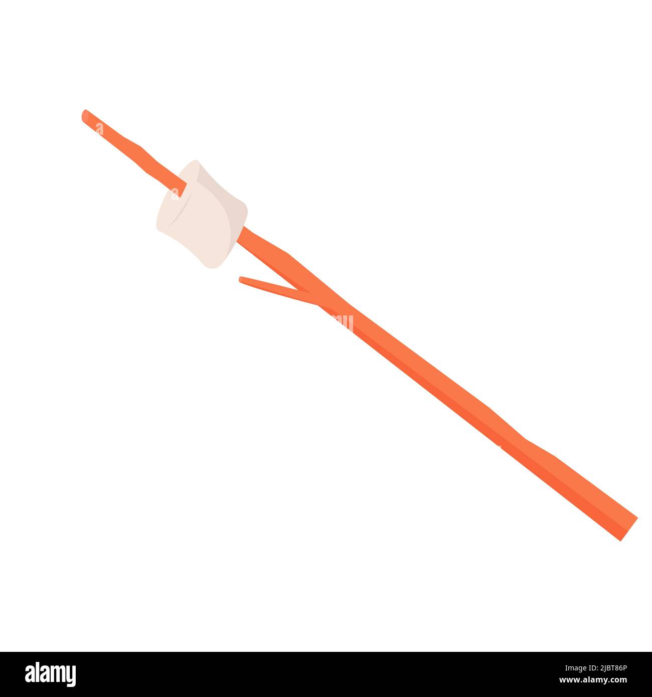 Marshmallow on wooden stick. Flat vector illustration Stock Vector