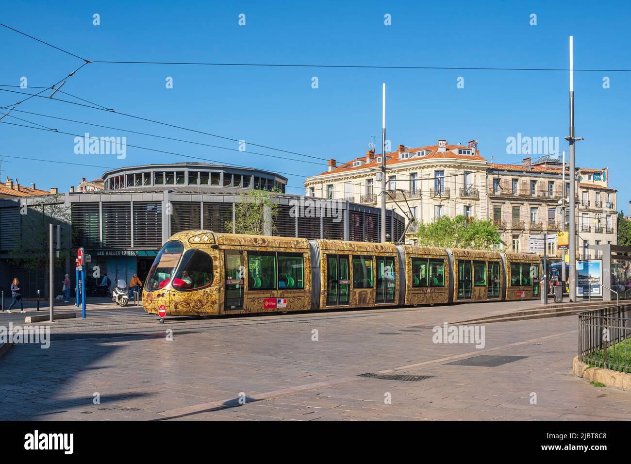 France, Herault, Montpellier, the tramway Stock Photo