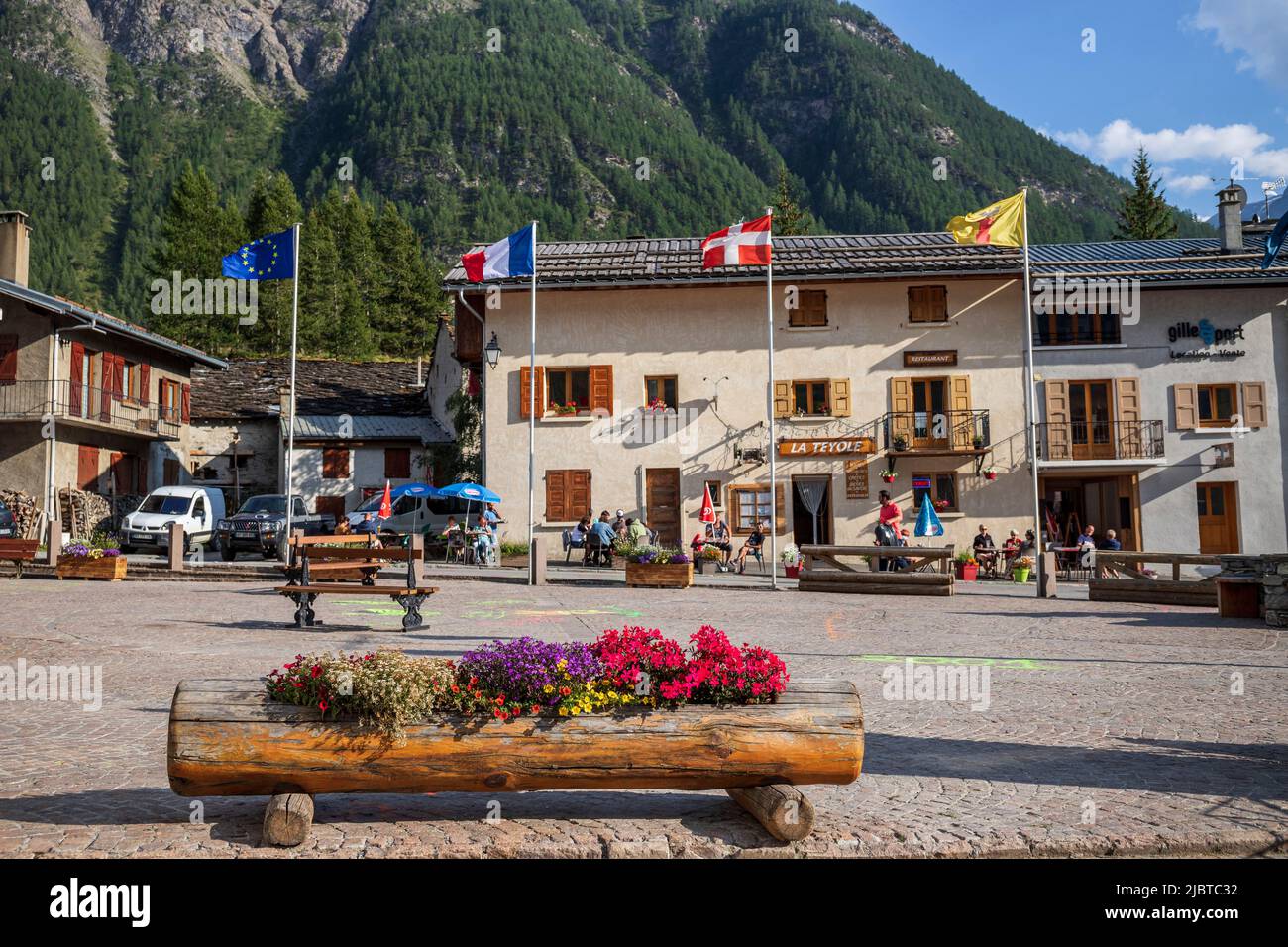 France, Savoie, Vanoise National Park, Bessans, the village square ...