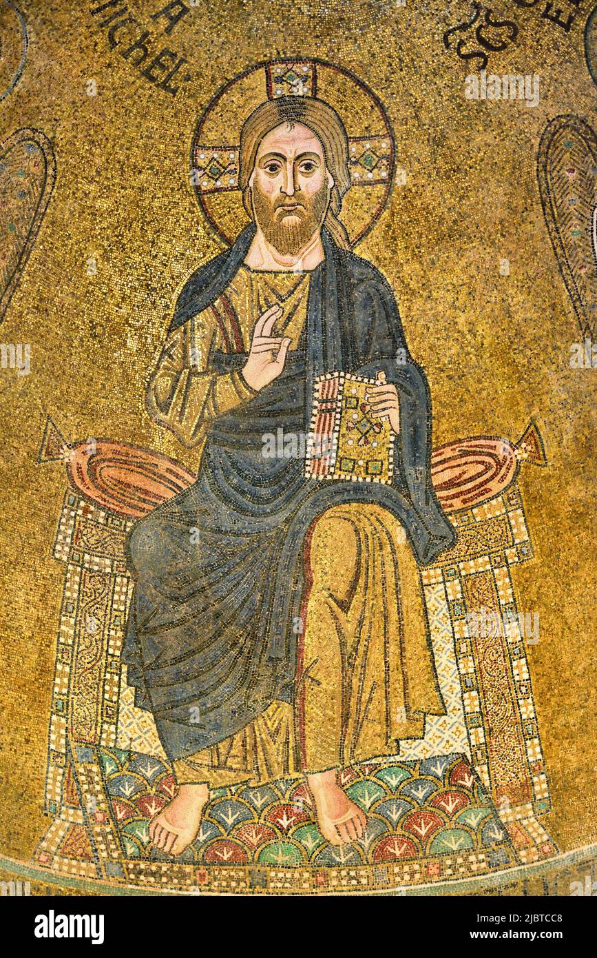 Italy, Venetia, Venice, listed as World Heritage by UNESCO, Torcello, Santa Maria Assunta cathedral, Christ Pantocrator (11th C) Stock Photo