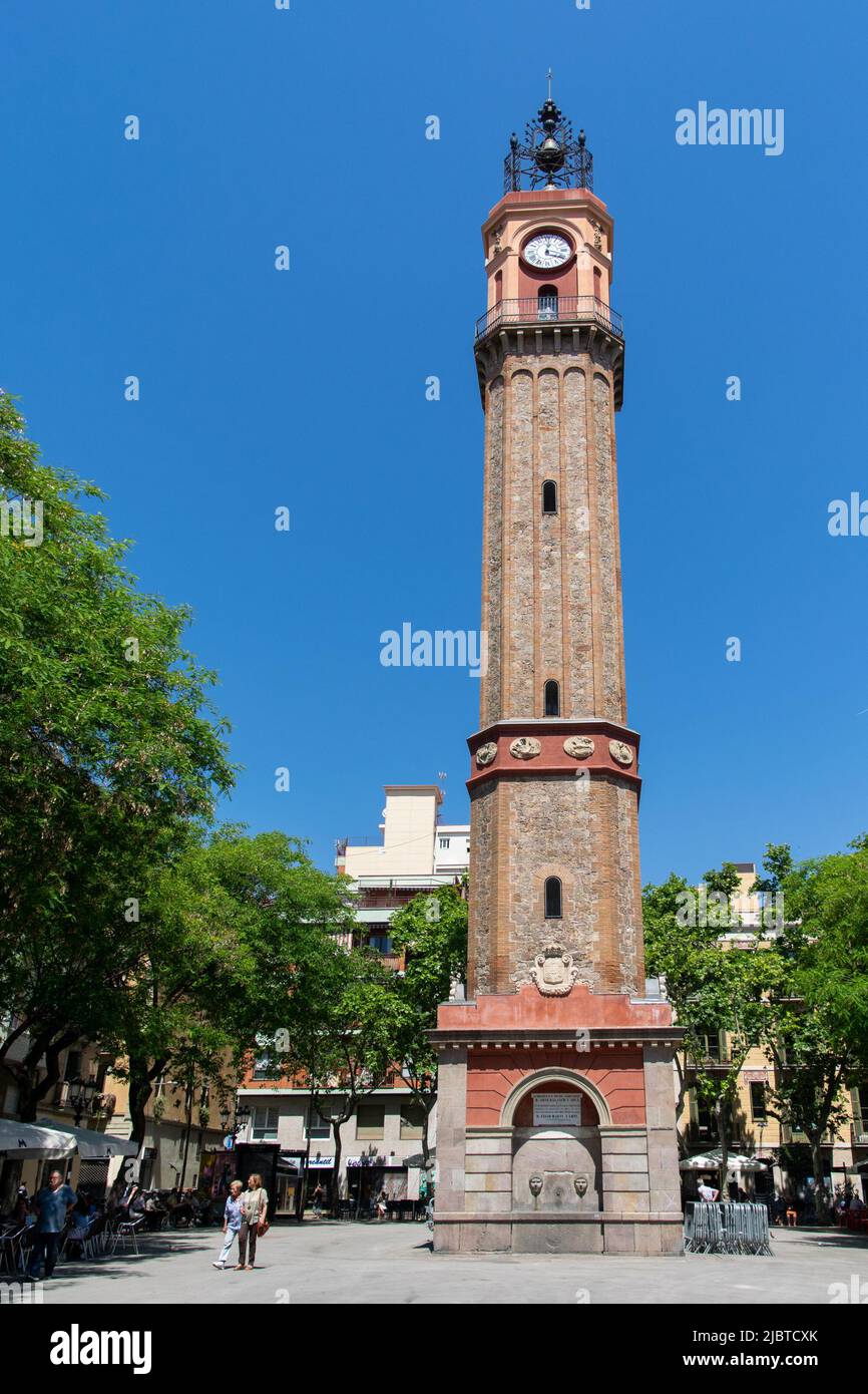 Bell tower at Villa de Gracia central square, Barcelona Stock Photo Alamy