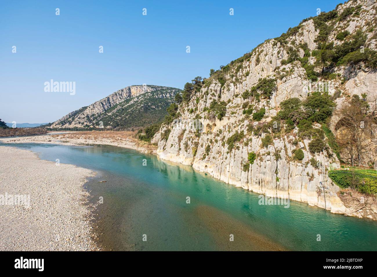 France, Vaucluse, Luberon Regional Natural Park, Mirabeau, the banks of the Durance river Stock Photo
