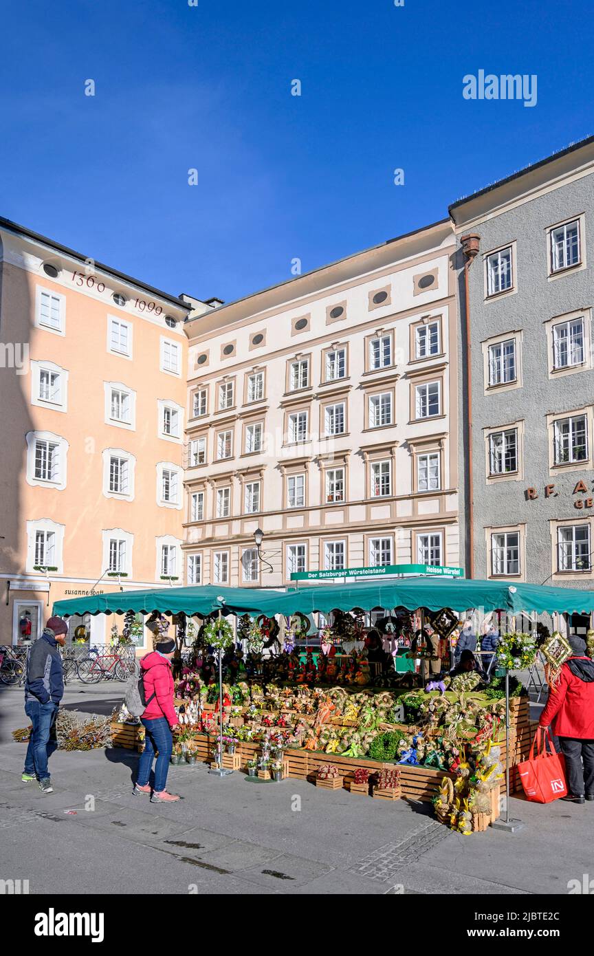 Austria, Salzburg, old town, Rezidenzplatz country market Stock Photo