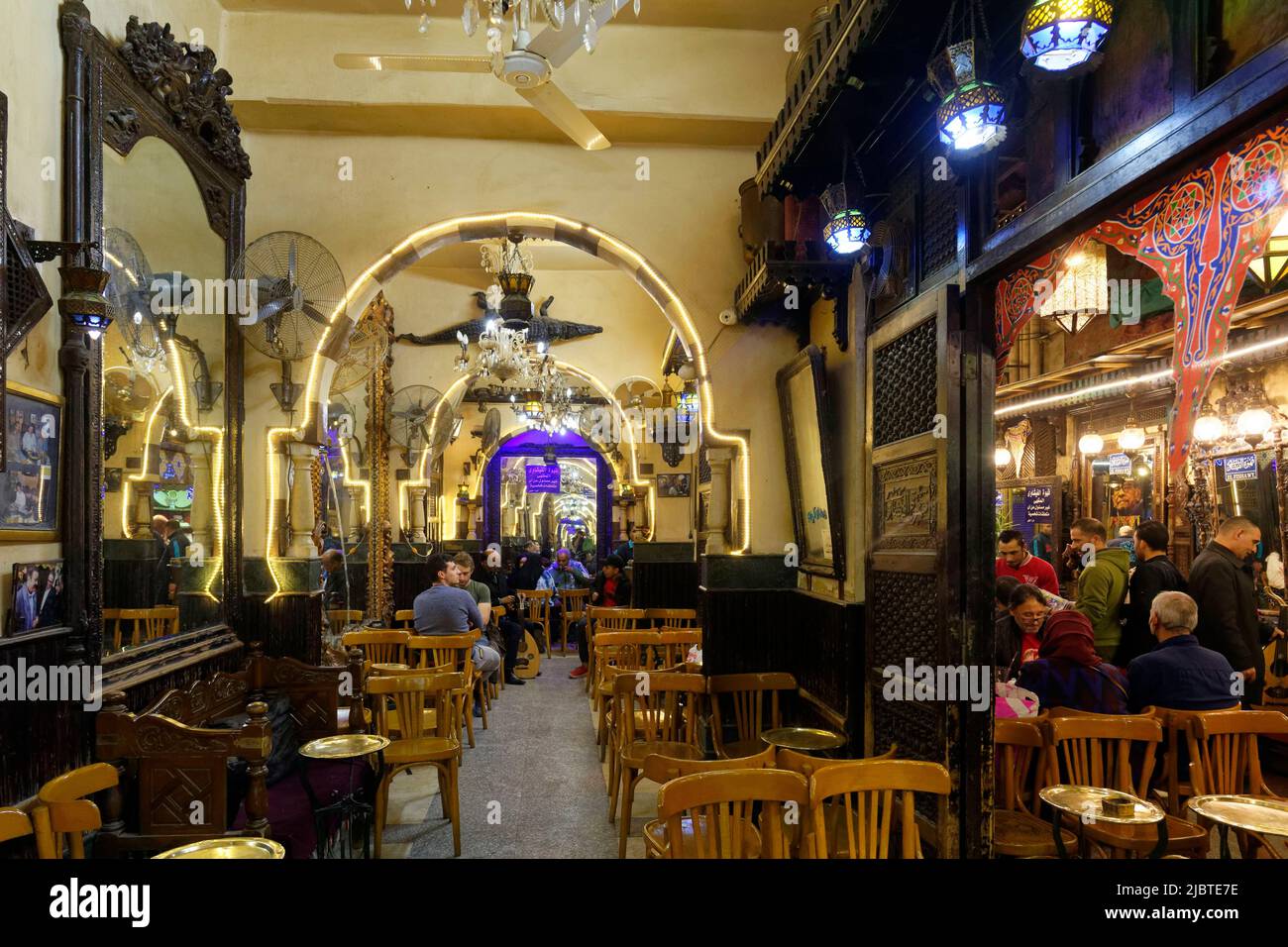 Egypt, Cairo, Islamic Cairo, old town listed as World Heritage by UNESCO, Khan al-Khalili souk, El-Fishawi cafe Stock Photo