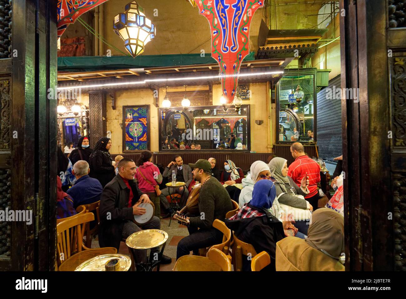 Egypt, Cairo, Islamic Cairo, old town listed as World Heritage by UNESCO, Khan al-Khalili souk, El-Fishawi cafe Stock Photo