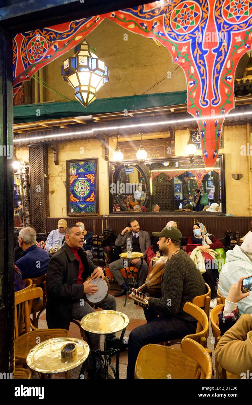 Egypt, Cairo, Islamic Cairo, old town listed as World Heritage by UNESCO, Khan al-Khalili souk, El-Fishawi cafe Stock Photo