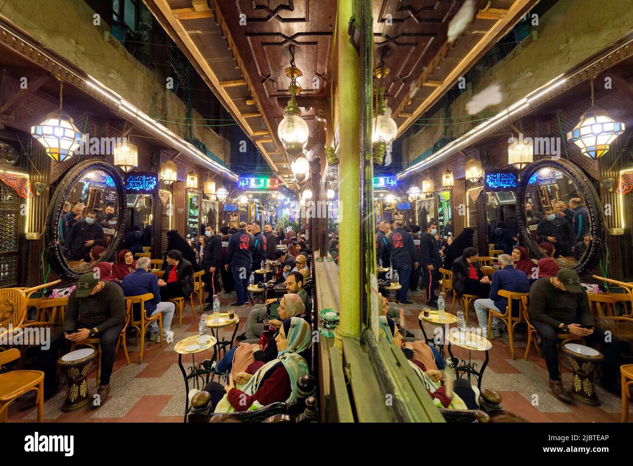Egypt, Cairo, Islamic Cairo, old town listed as World Heritage by UNESCO, Khan al-Khalili souk, El-Fishawi cafe Stock Photo