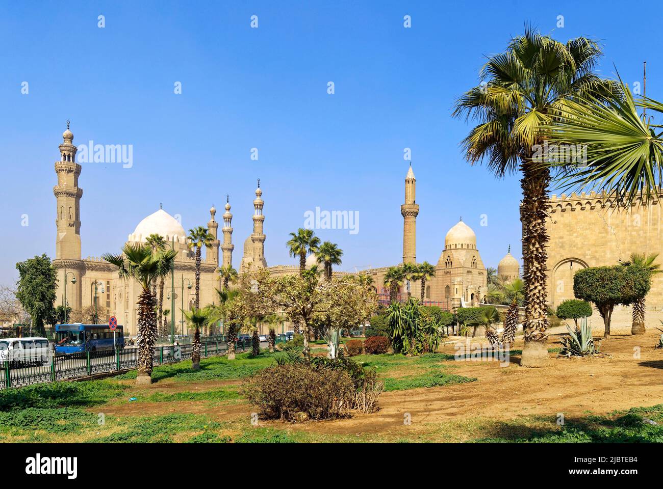 Egypt, Cairo, old town listed as World Heritage by UNESCO, the Sultan Hassan, Al Rifai and Al Mahmoudeya Mosques Stock Photo