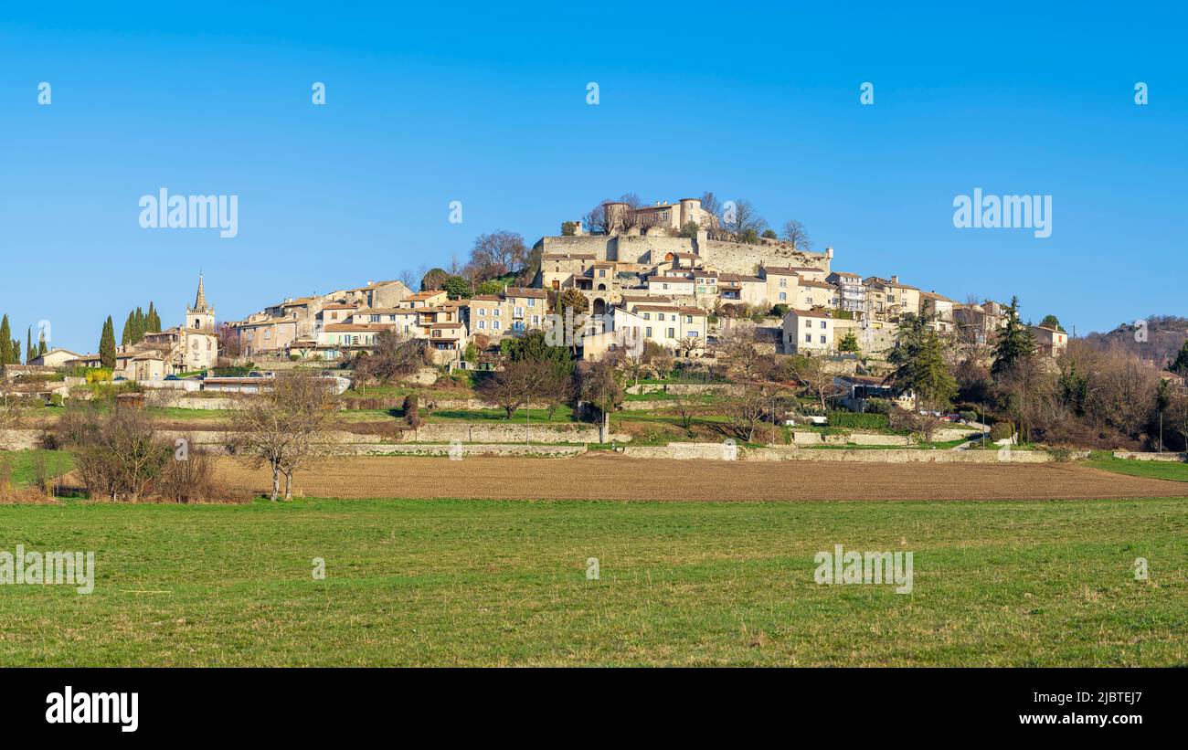 France, Alpes-de-Haute-Provence, Mane, Villages and towns of character label, village dominated by a 12th century medieval citadel Stock Photo