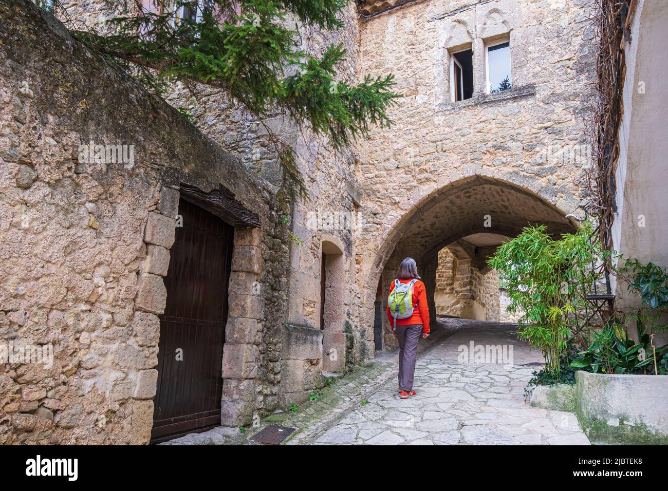 France, Vaucluse, Luberon Regional Natural Park, Grambois, vaulted and covered passage of the Templars Stock Photo