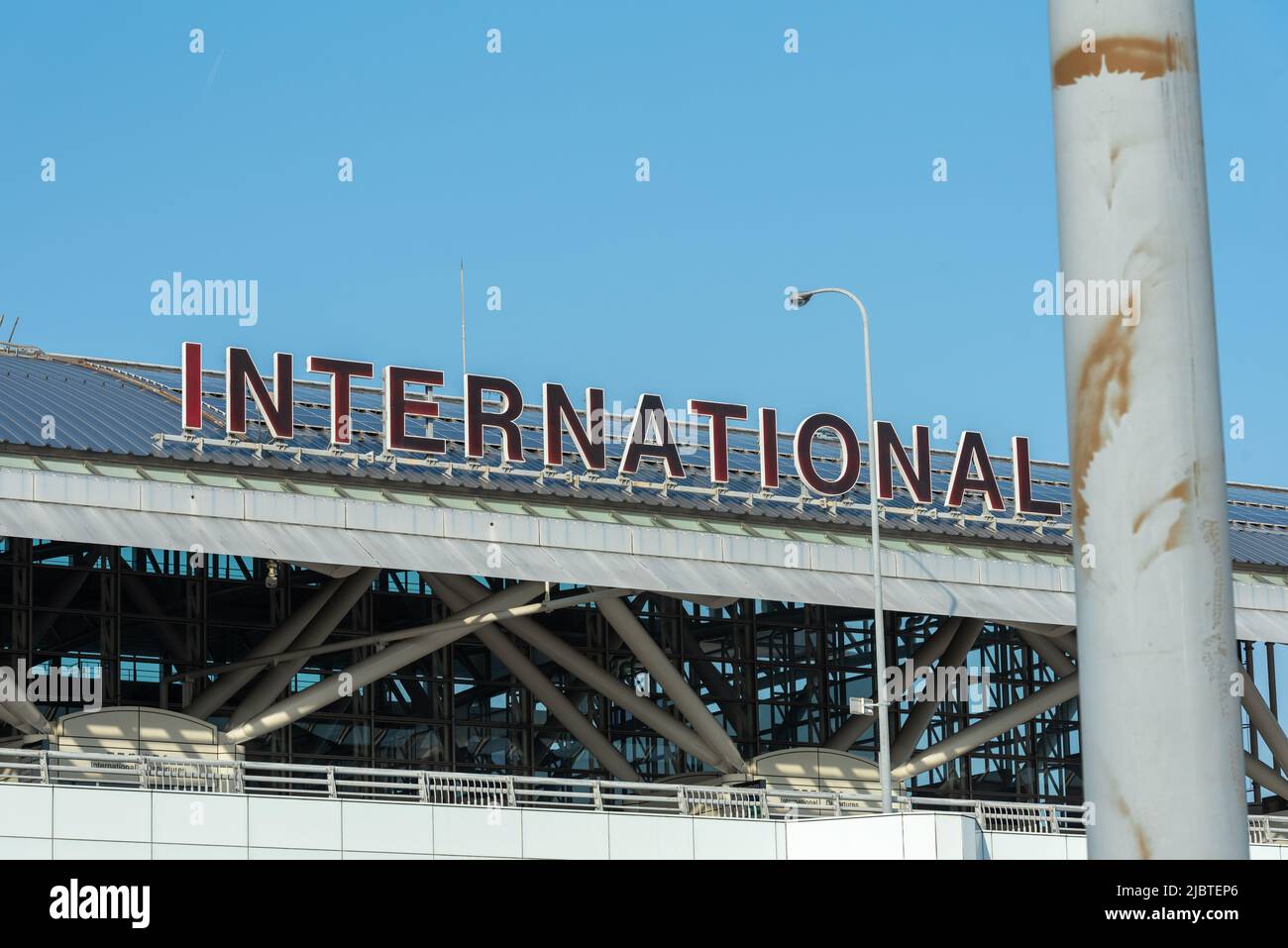 International sign on the roof of an international airport Stock Photo ...