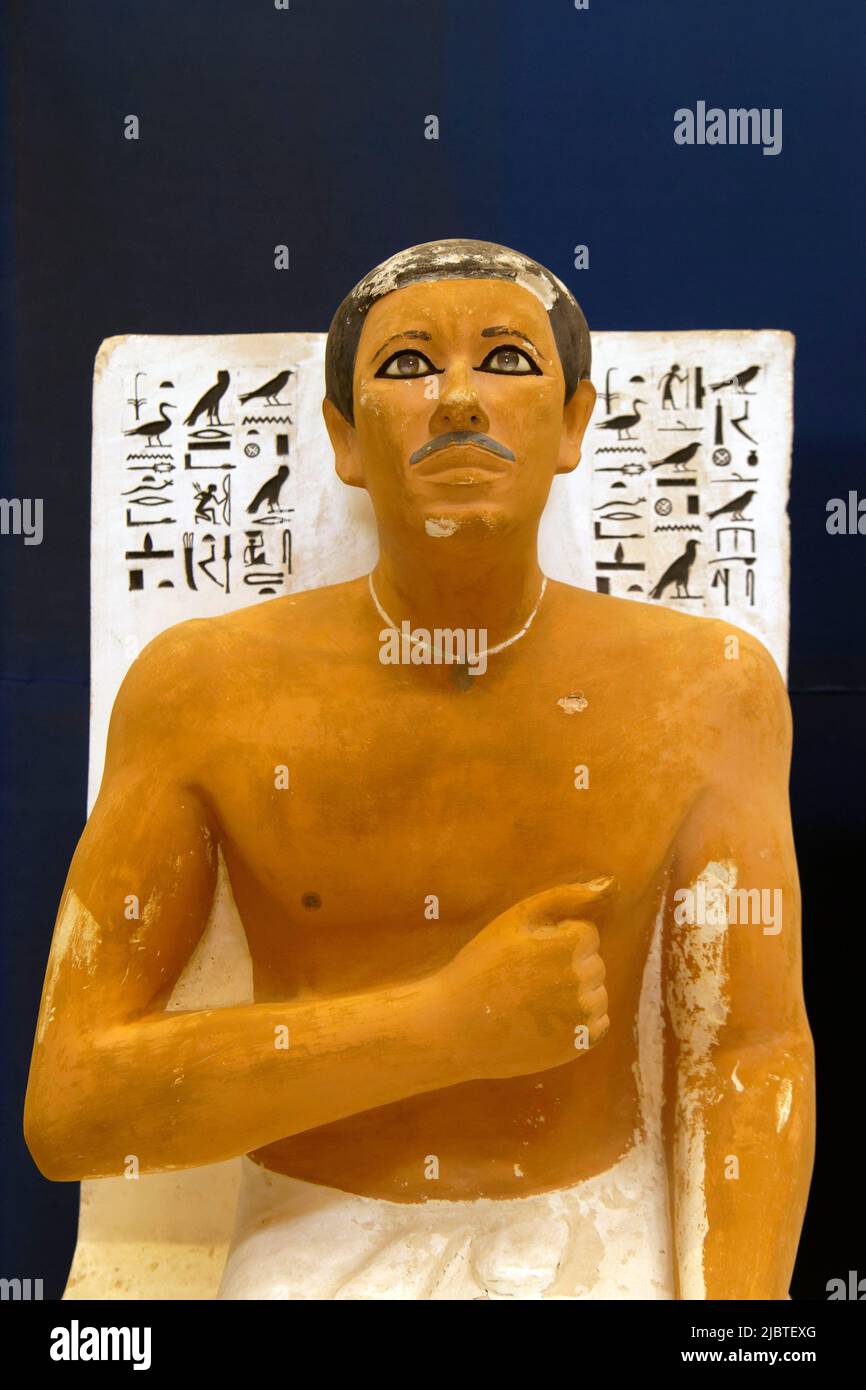 Egypt, Cairo, downtown, Egyptian museum of Cairo, statue of Rahotep