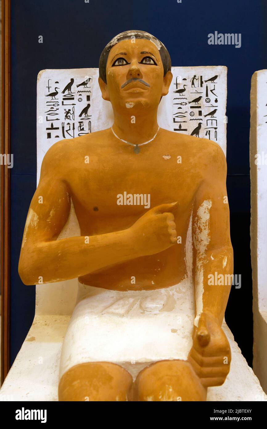 Egypt, Cairo, downtown, Egyptian museum of Cairo, statue of Rahotep
