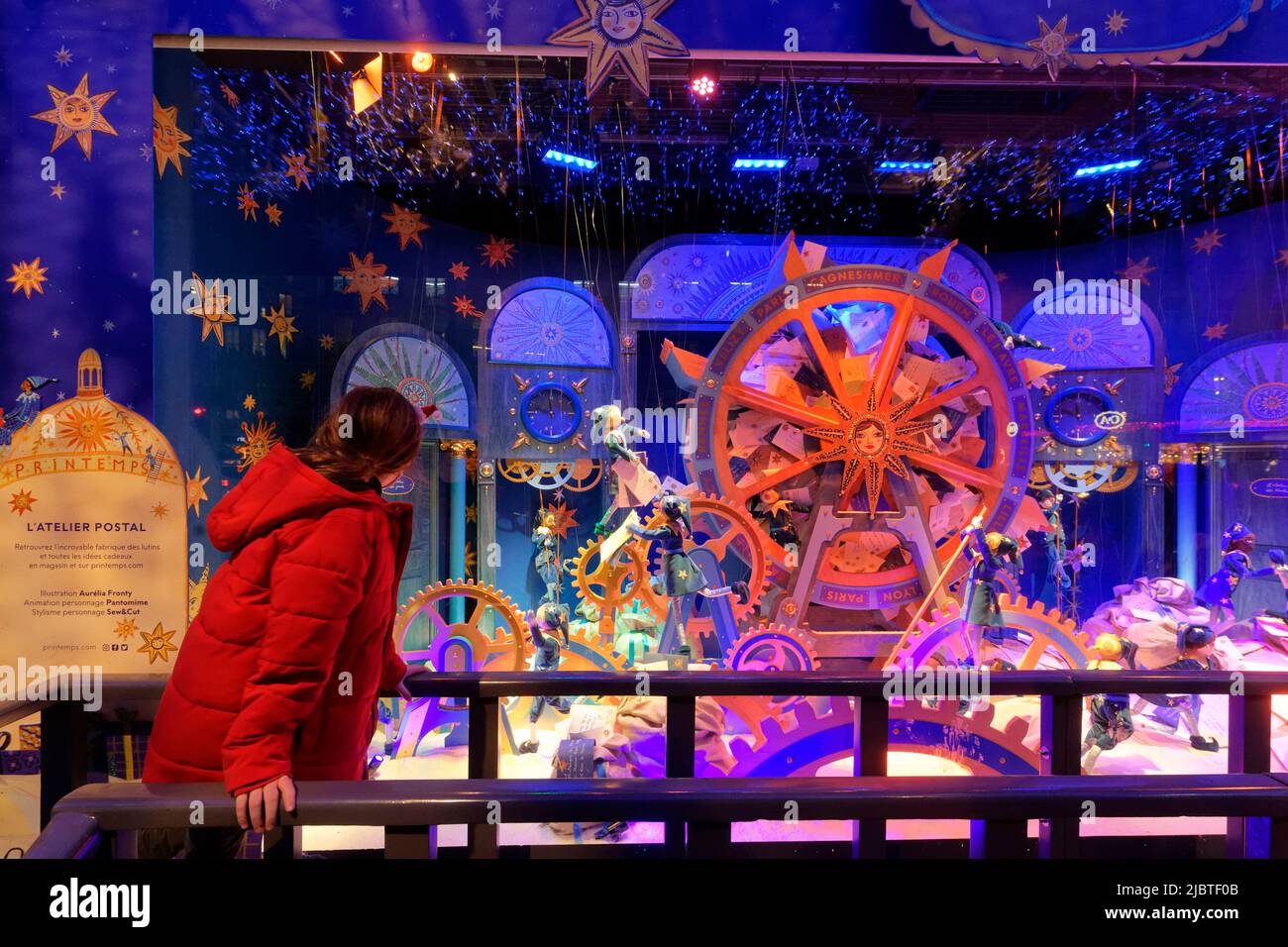 France, Paris, shop window of the Galeries Lafayette department store at Christmas Stock Photo