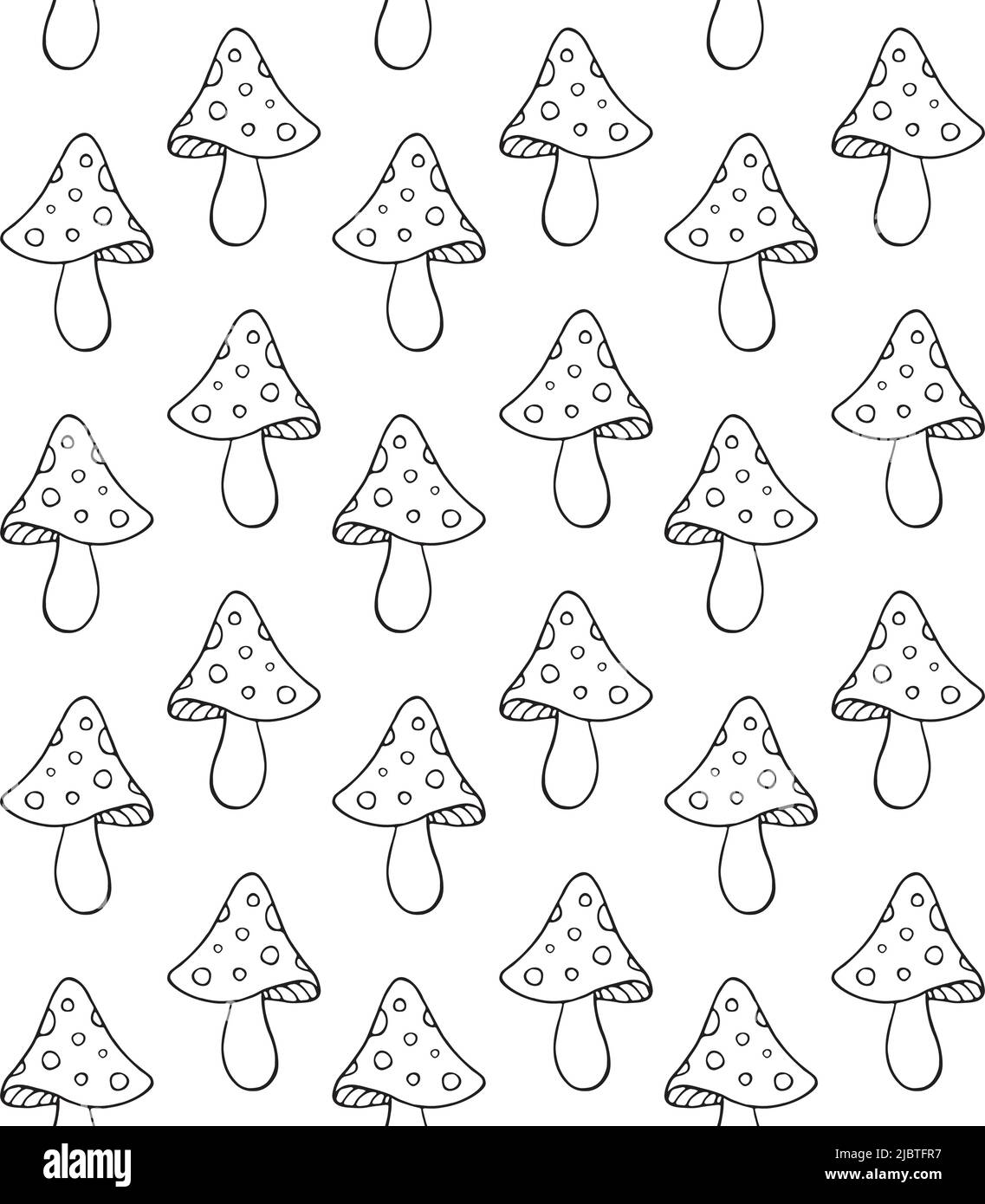 Vector seamless pattern of hand drawn doodle sketch fly agaric mushroom ...