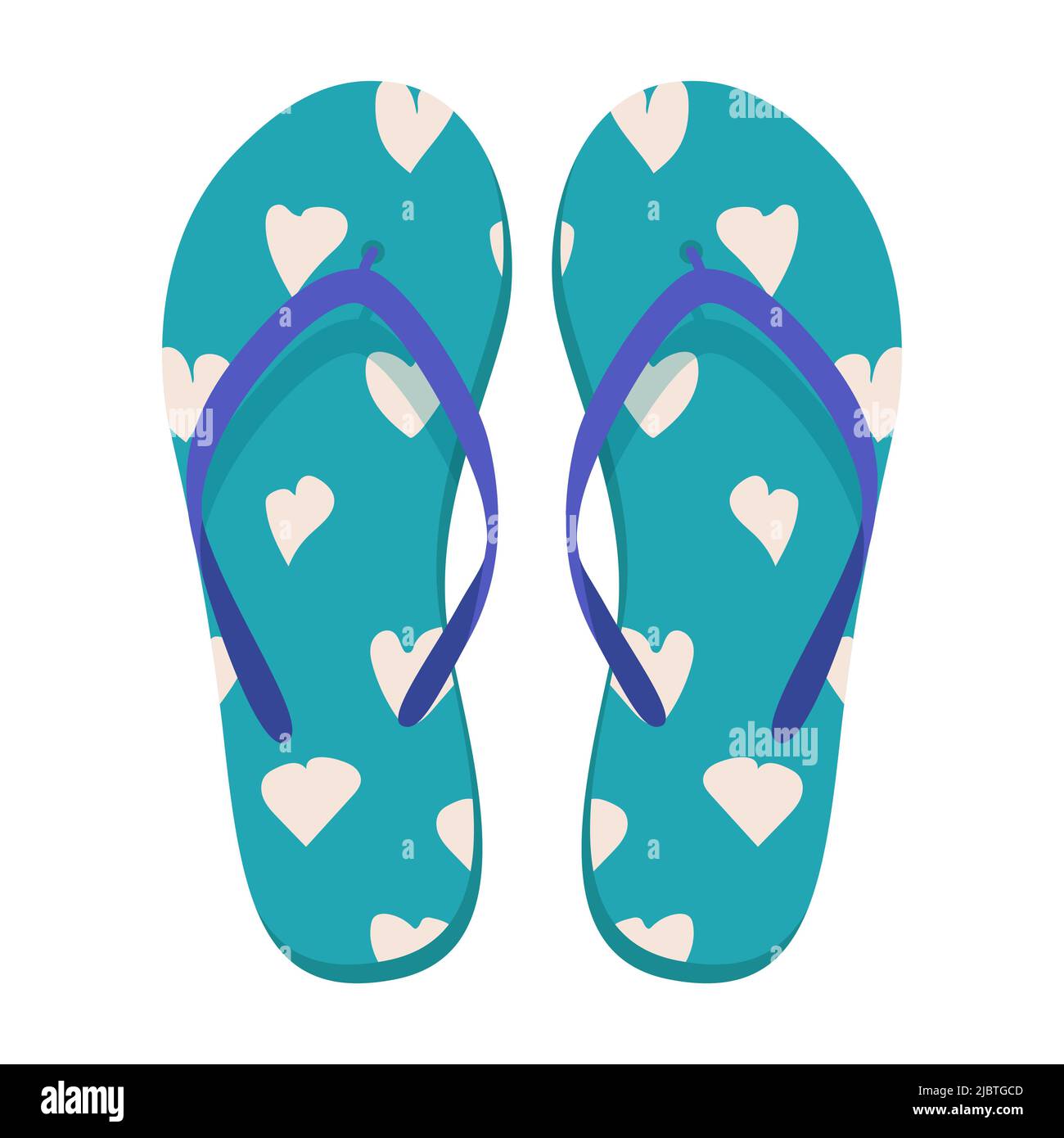 Pair of beach slippers. Summer flip flops. Flat vector illustration ...