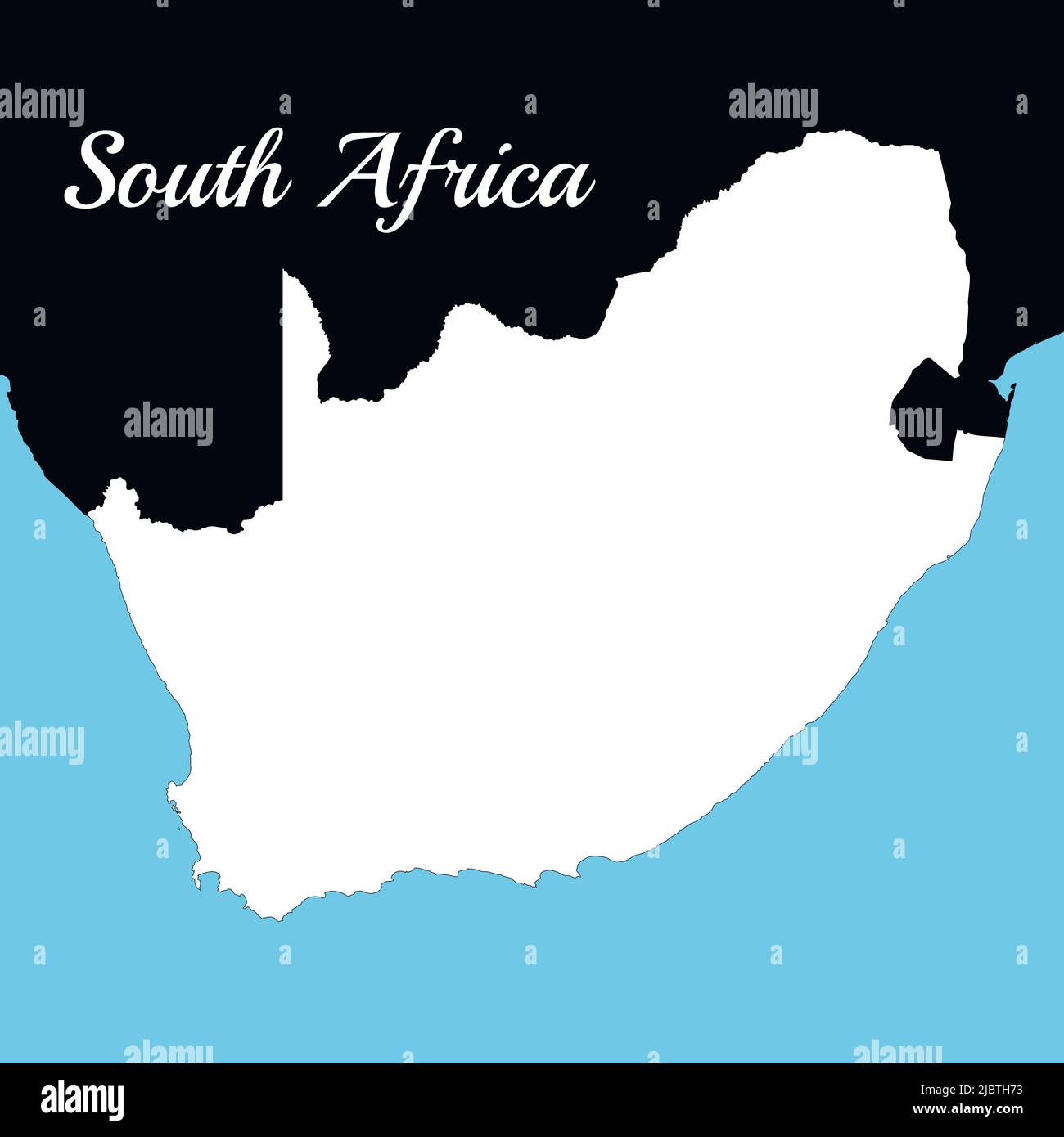South Africa. Black and white background map, drawn with cartographic accuracy. A bird's-eye view. Stock Vector