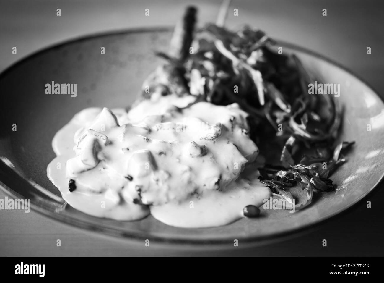 tasty pork cutlet & mushrooms sauce Stock Photo Alamy