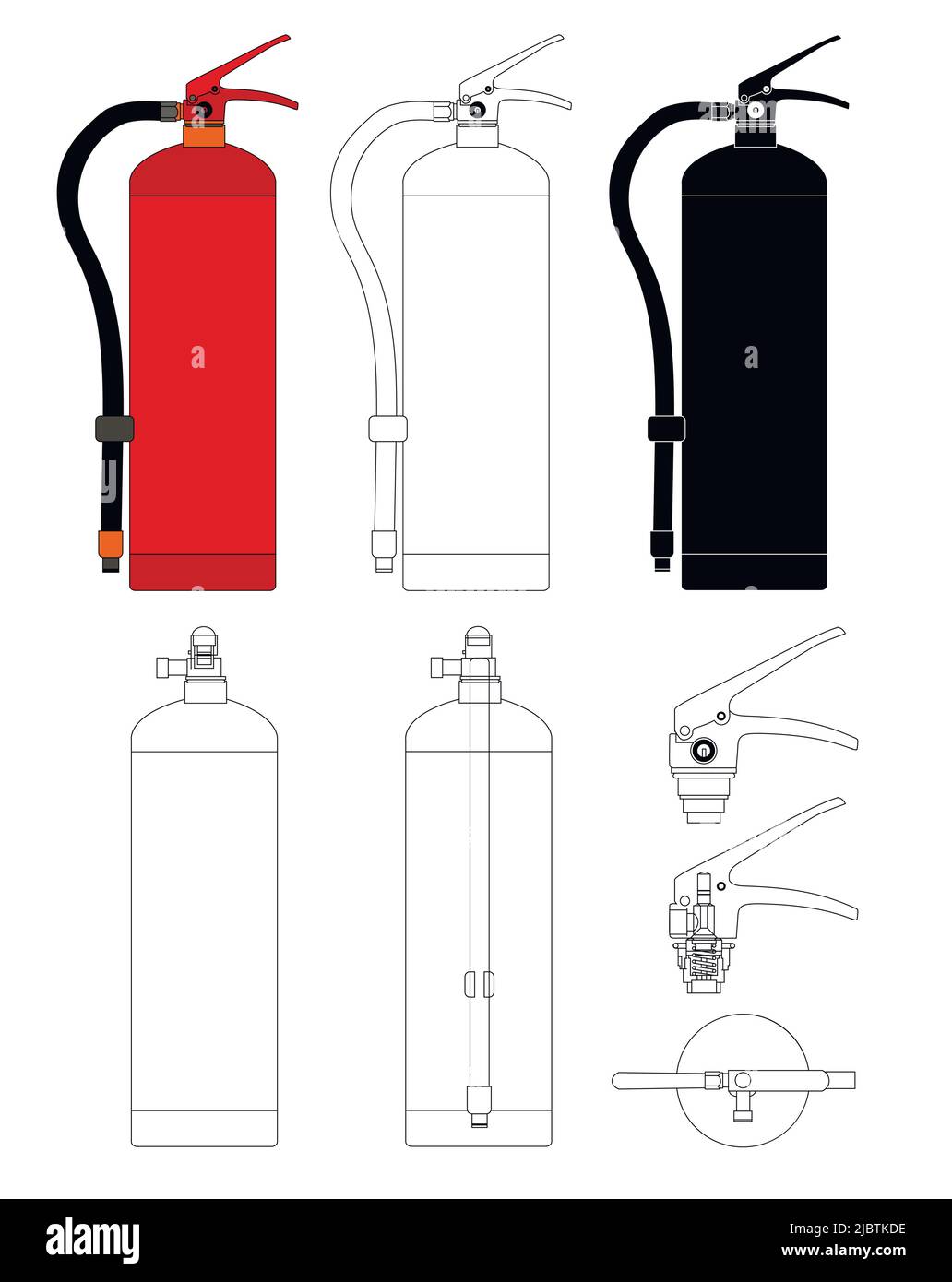 Vector drawing of a fire extinguisher for fire safety instructions