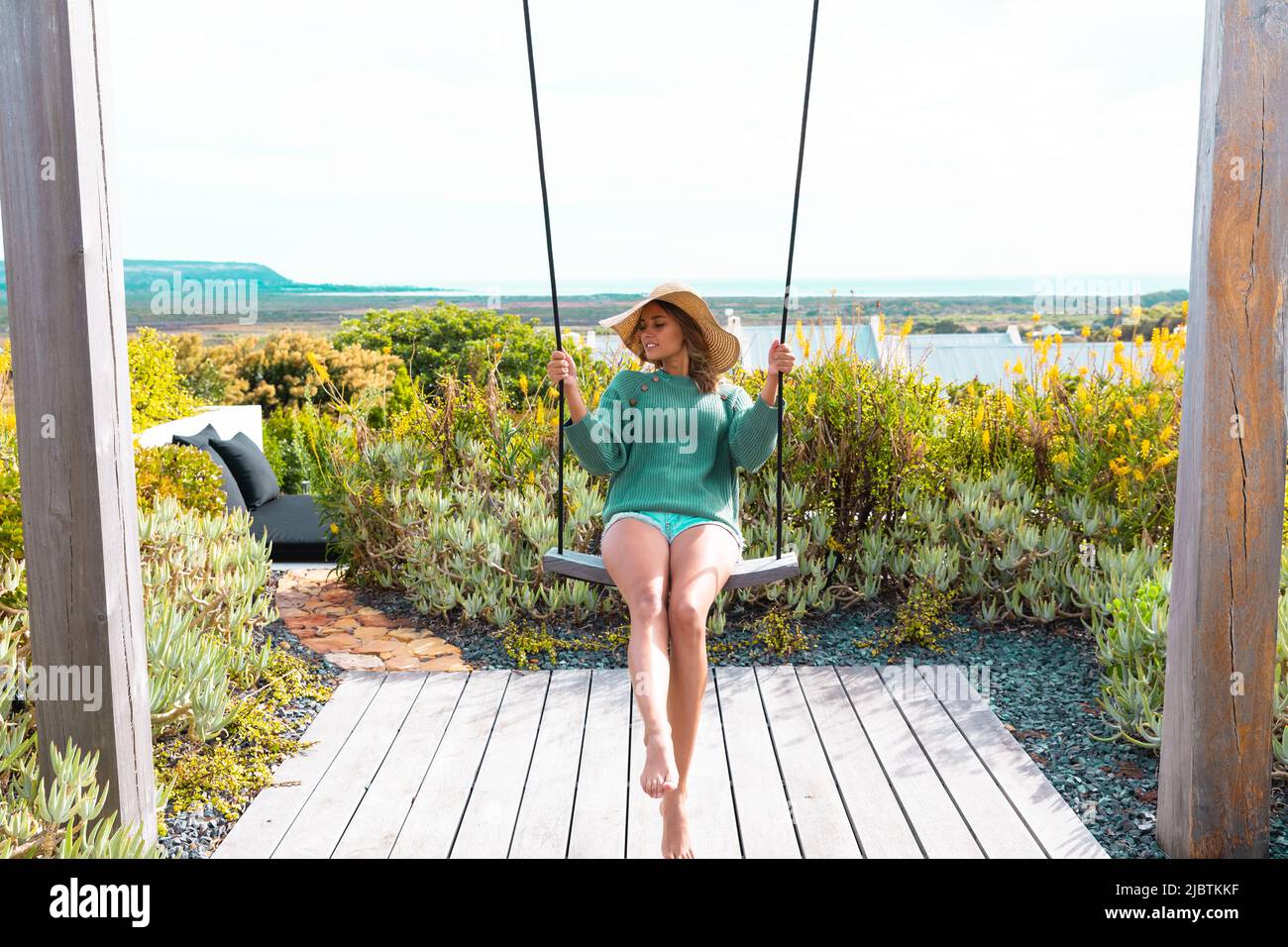 Business woman swinging on hi-res stock photography and images - Alamy
