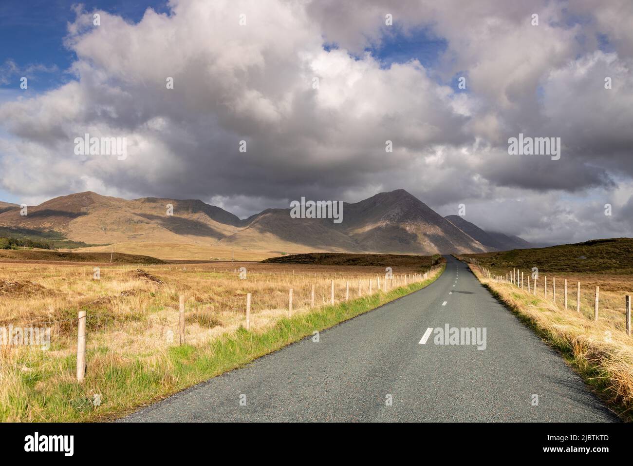 Maumturk mountains in Connemara National Park, County Galway, Ireland Stock Photo