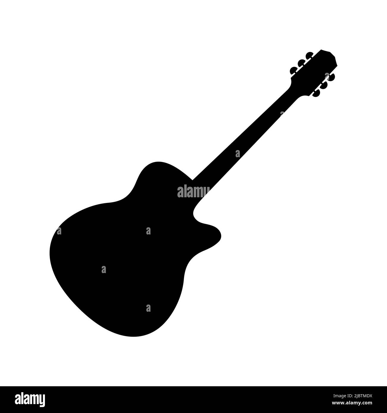 Acoustic guitar icon. Black silhouette of guitar. Music instrument icon