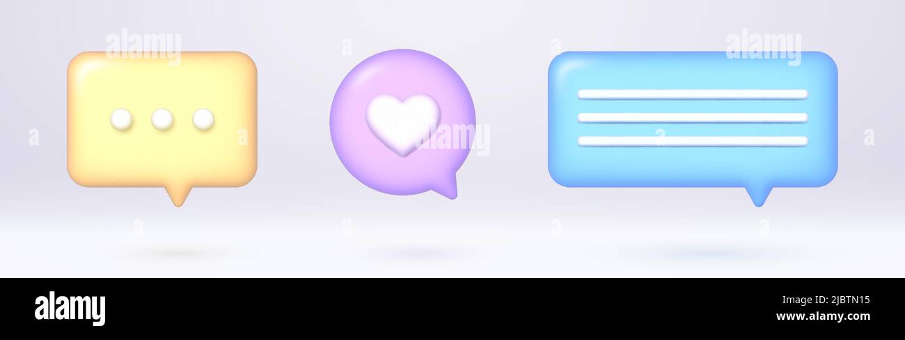 3d speech bubbles set, realistic chat dialogue quotes Stock Vector