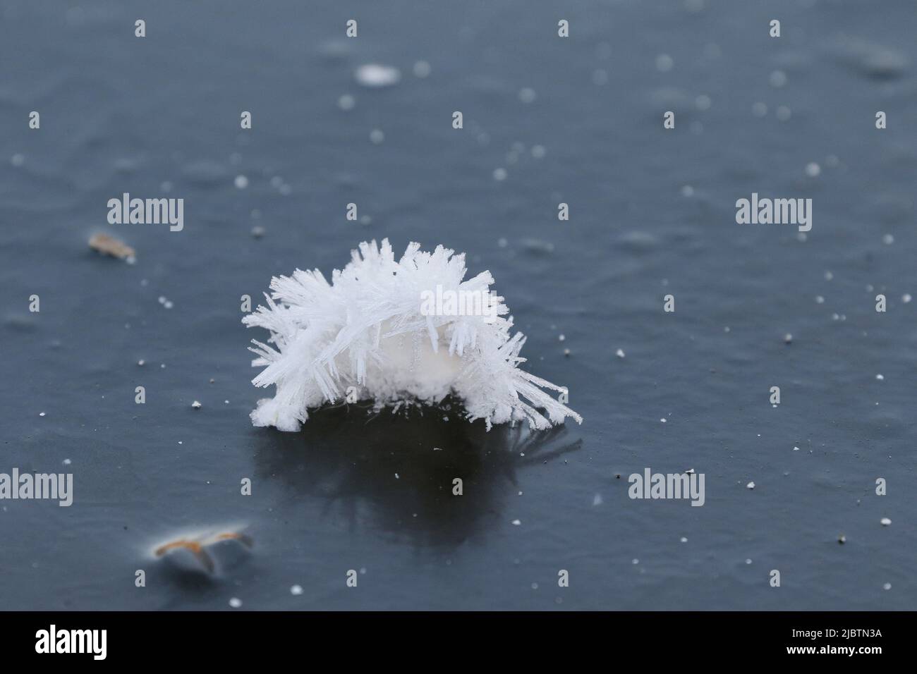 Formation of ice crystals on ice sheet Stock Photo