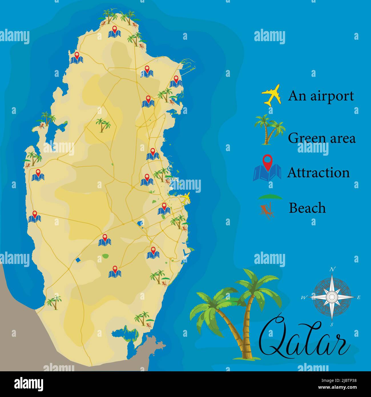Qatar Detailed Road Map Qatar Detailed Road Map