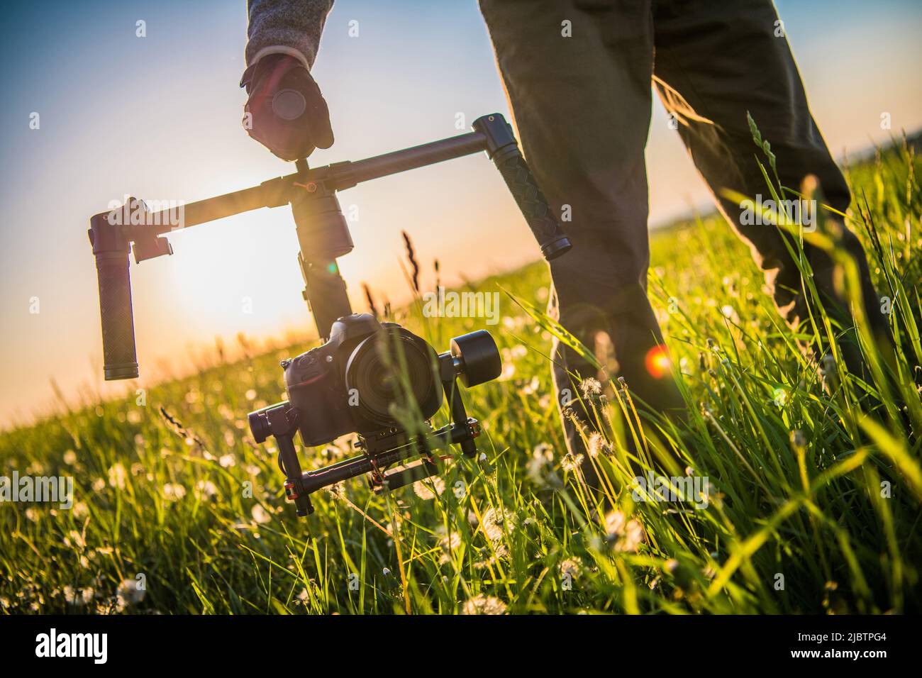 Professional Videography Equipment in Use During Shooting a Video on a