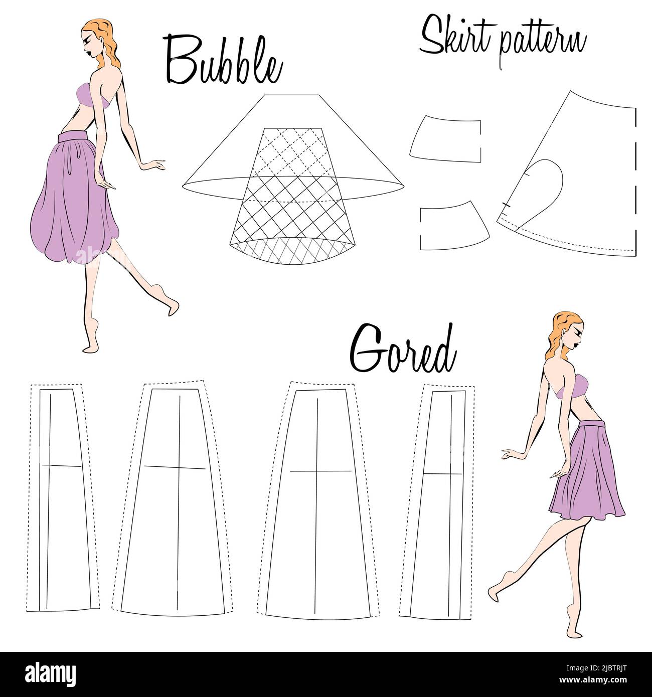 Godet gored skirt color icon Royalty Free Vector Image