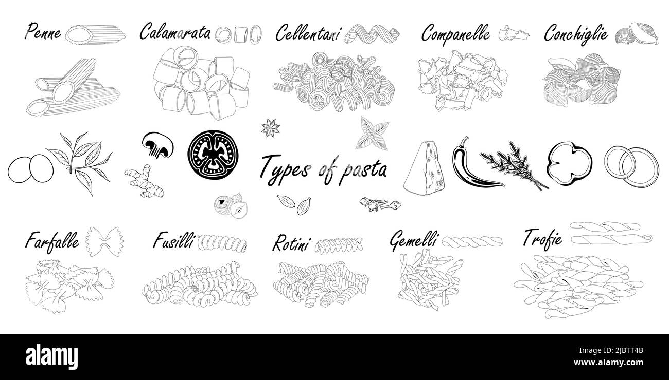 Fusilli rotini pasta Black and White Stock Photos & Images - Alamy