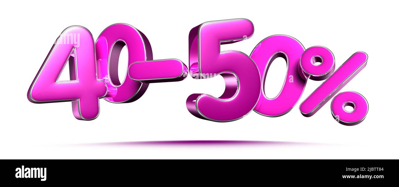 Pink 40-50 Percent 3d illustration Sign on White Background, Special Offer 40-50% Discount Tag, Sale Up to 40-50 Percent Off,share 40-50 percent,40-50 Stock Photo