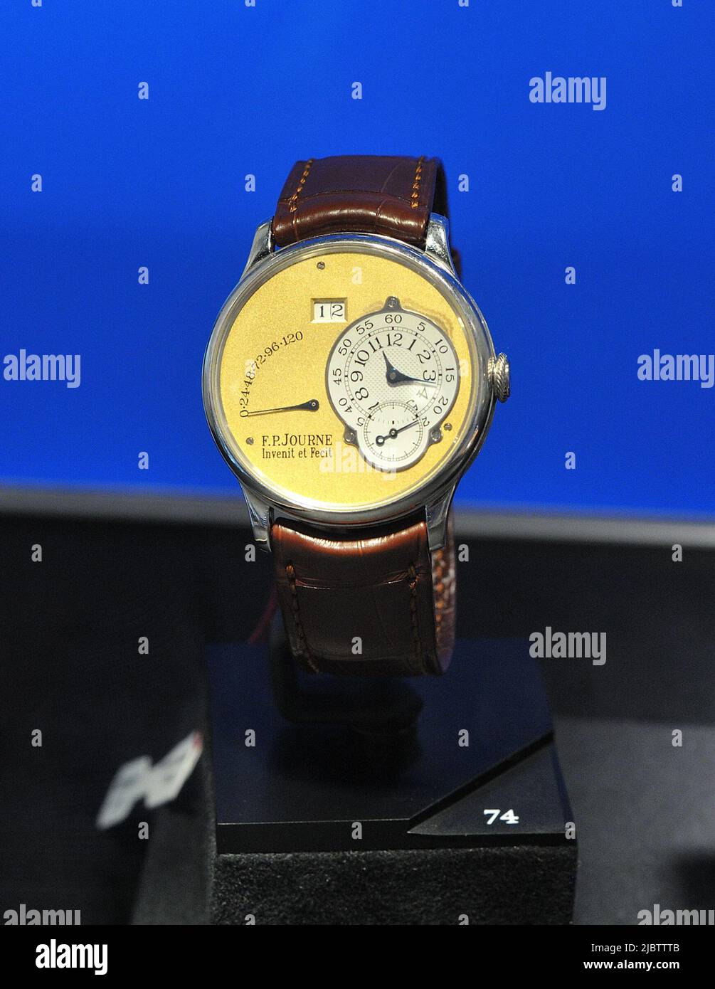 New York, USA. 08th June, 2022. F.P. Journe watch on display at Sotheby's New York on June 8, 2022. (Photo by Stephen Smith/SIPA USA) Credit: Sipa USA/Alamy Live News Stock Photo