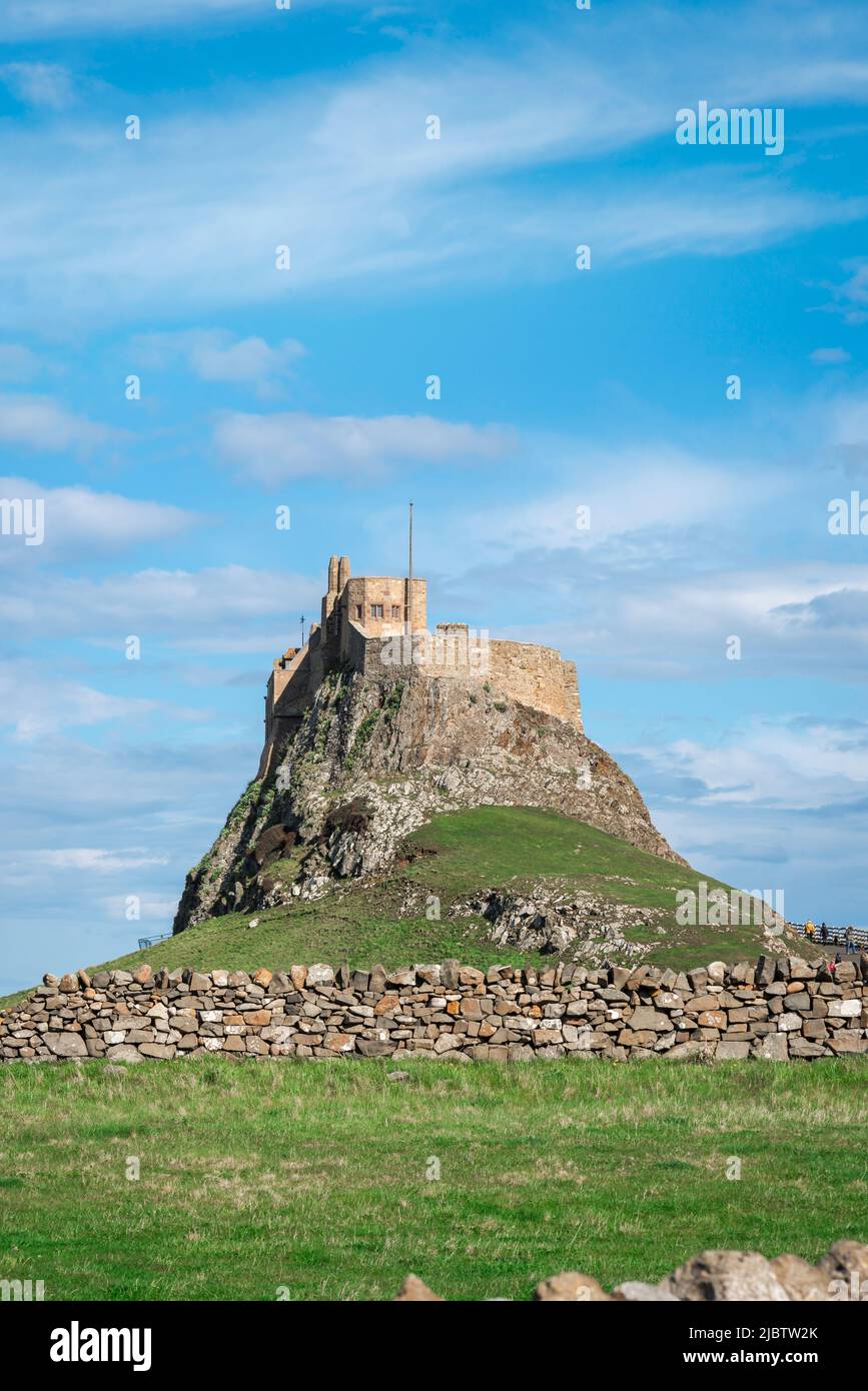 Lindisfarne Castle, view of the 16th century castle sited on Holy Island (Lindisfarne) on the Northumberland coast, England, UK Stock Photo